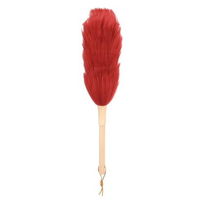 uxcell Wool Duster, 14.2" Natural Feather Cleaner Household Cleaning Duster with Solid Wooden Handle for Cleaning Fans Window Blinds Shelves Furniture, Red - color: Red, size: 14.2"