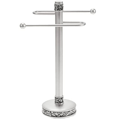 Crackled Glass Countertop Towel Stand, Decorative Unibody Silver Fingertip Towel Holder, Durable Resin Free Standing Towel Rack, for Elegant Counter Top Bathroom or Kitchen Decor - style: Towel Stand