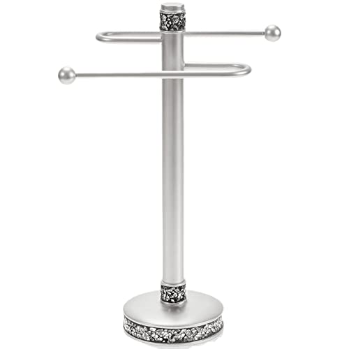 Crackled Glass Countertop Towel Stand, Decorative Unibody Silver Fingertip Towel Holder, Durable Resin Free Standing Towel Rack, for Elegant Counter Top Bathroom or Kitchen Decor - style: Towel Stand
