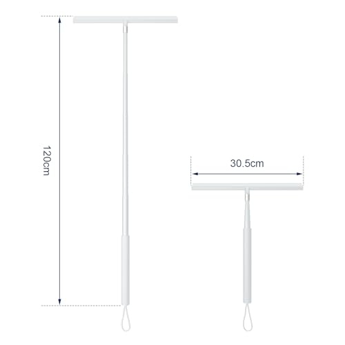 Upgrade Detachable and Retractable Handle,Shower Squeegee for Glass Doors and Tile Door Cleaner Bathroom Squeeze Walls squeegees with 2 Adhesive Hooks (White) - color: White