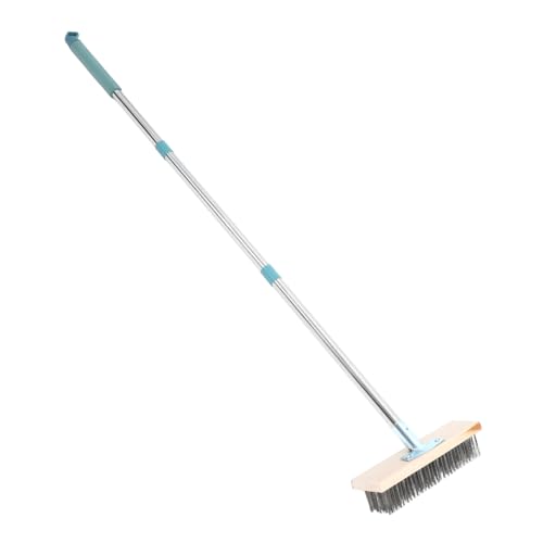 Zerodeko Hard Scrub Brush with Stainless Steel Handle Heavy Duty Patio and Concrete Cleaning Tool Stiff Bristles for Efficient Grime Removal