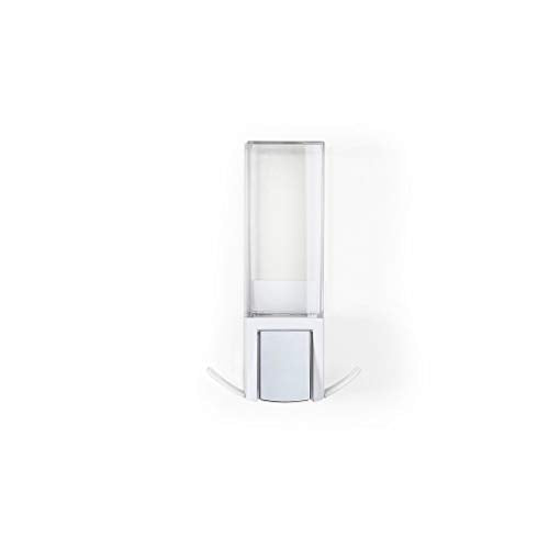 Better Living Clever Soap Dispenser 1 Chamber, Wall Mount Shower Soap Dispenser for Bathroom Hotel Body Wash, Sanitizer Dispenser, Movable Storage Hooks, No Drill, 17 oz, White - color: White/Chrome, style: Single Dispenser