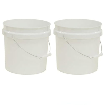2-Gallon Plastic Utility Bucket with Comfort Grip Handle (2-Pack) – Durable Round Cleaning and Storage Pails for Home, Garage, Garden, or Commercial Use – White