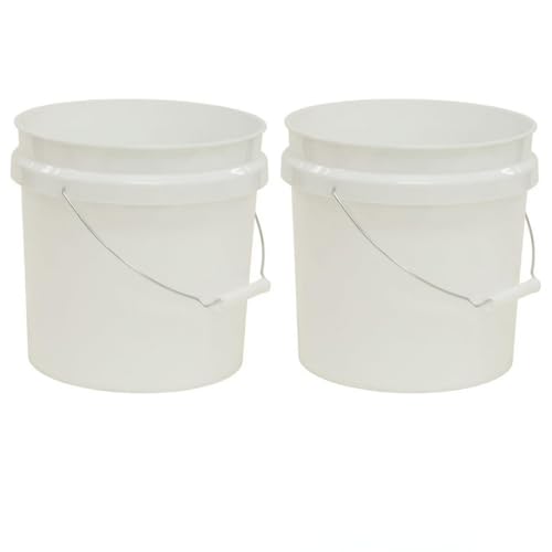 2-Gallon Plastic Utility Bucket with Comfort Grip Handle (2-Pack) – Durable Round Cleaning and Storage Pails for Home, Garage, Garden, or Commercial Use – White