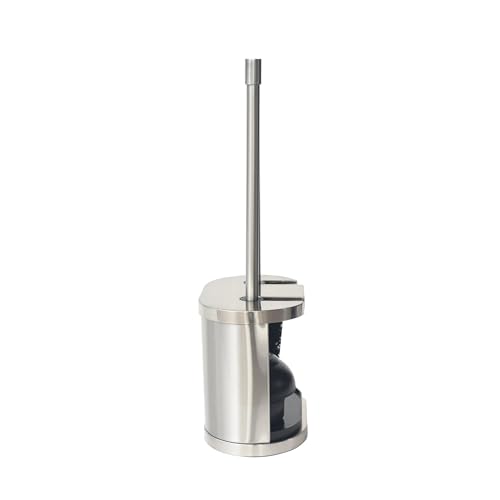 Brushed Nickel Metal Toilet Brush & Plunger Set, Durable Bathroom Cleaning Accessory
