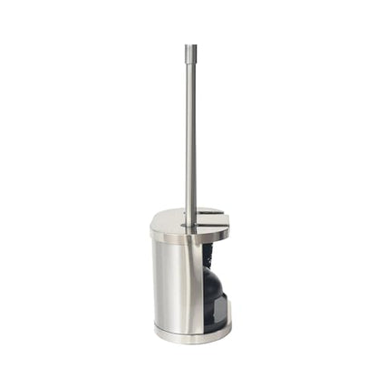 Brushed Nickel Metal Toilet Brush & Plunger Set, Durable Bathroom Cleaning Accessory