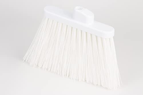 SPARTA 41083EC02 Plastic Color Coded Broom, Unflagged Bristles, Long Broom With Angled Head For Small Debris Cleaning, 56 Inches, White - color: White
