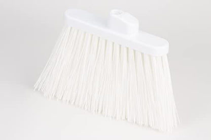SPARTA 41083EC02 Plastic Color Coded Broom, Unflagged Bristles, Long Broom With Angled Head For Small Debris Cleaning, 56 Inches, White - color: White