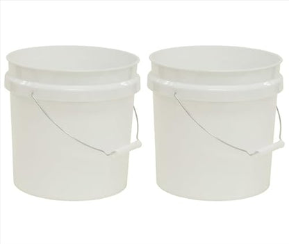 (2 Pack) 2 Gallon Round Comfort Handle Plastic Utility Bucket, White,Durable Round Cleaning and Storage Pails for Home, Garage, Garden
