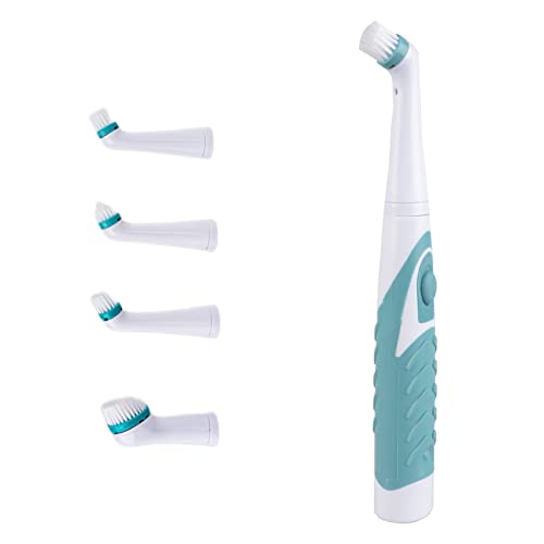 Electric Cleaning Brush with 4 in 1 Multiple Brush Heads, Indoor Household Cordless Motorized Brush for Bathroom Toilet Kitchen Tile Crevice - color: Green