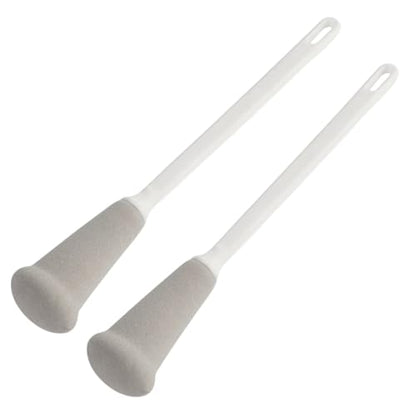 Long Handle Sponge Bottle Brush, 12” Long Wand, 2-Pack, Foam Sponge on a Stick for Cleaning Cups, Glassware, Water Bottles, Tumblers, Mugs, Carafe, Dishes, Baby Bottles, Decanter