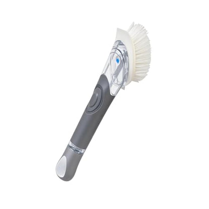 CELOX Soap Dispensing Dish Brush, Kitchen Brush for Dish Pot Pan Sink Cleaning, Gray