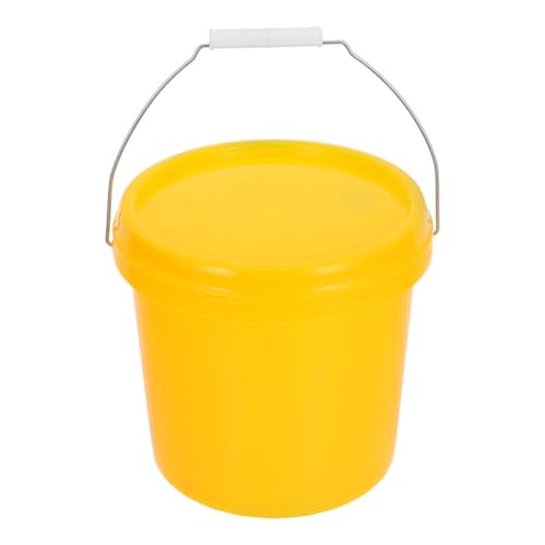 Heavy Duty Portable Plastic Bucket with Lid and Handle Durable Water Container for Household Use for Food Storage Versatile Multipurpose Design Compact and Stackable - color: Yellow