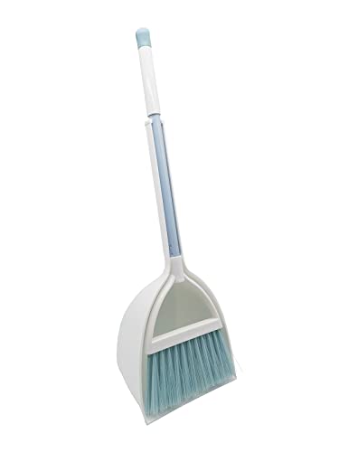 Mini Broom with Dustpan for Kids,Little Housekeeping Helper Set (White+Blue) - color: White+blue