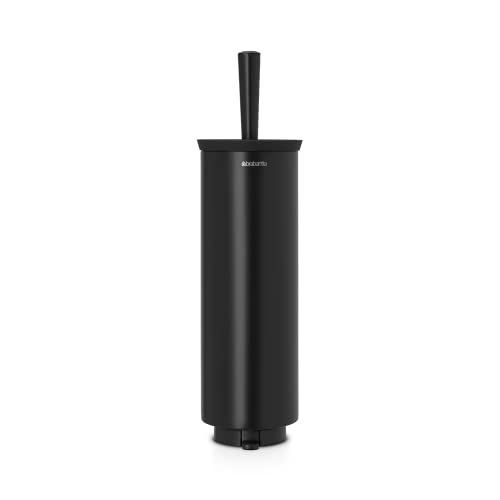 Brabantia Profile Toilet Brush and Holder (Black) Freestanding/Wall-Mounted Toilet Bowl Cleaner with Discreet Case Stand for Bathroom - color: Black, size: Height: 43.0 cm, Width: 11.5 cm, Length: 12.5 cm