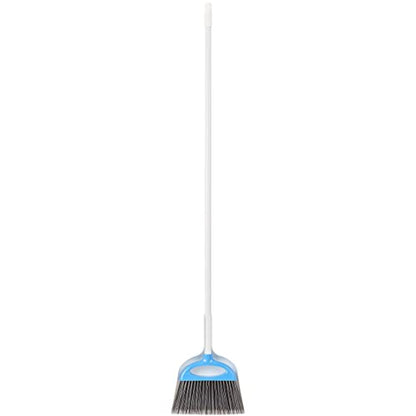 Amazon Basics Dustpan Broom Set with Adjustable Long Handle, Easy to Assemble, Blue and White - size: (Pack of 1)