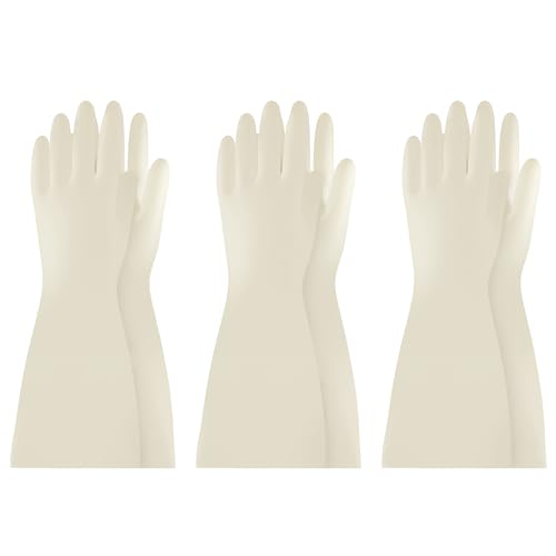 BOOMJOY Nitrile Cleaning Gloves, Long Cuff Dishwashing Gloves Heavy Duty, Reusable Medium Gloves for Kitchen, Bathroom, Gardening, Working, Pet Care - White, 3 Pairs, Size M - color: (Long Cuff)white, size: Medium (3 Pairs)
