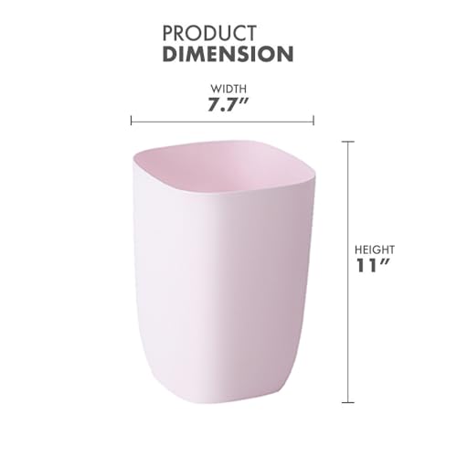 Bathroom Trash Can, Small Garbage Can for Bedroom, Living Room, Kitchen, Slim Cute Plastic Waste Basket for Office, 7L, Pink - color: Pink