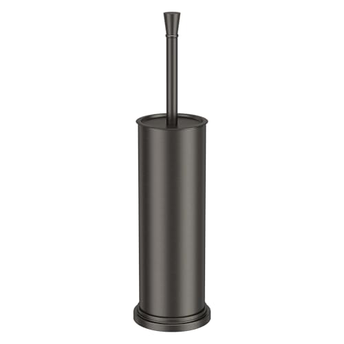 Toilet Brush and Holder Set：304 Stainless Steel Heavy Duty Toilet Bowl Brush，Removable Inner Bowl and Splash Protection，Bathroom Toilet Brush-Dense Bristles for Through Cleaning - color: Pewter