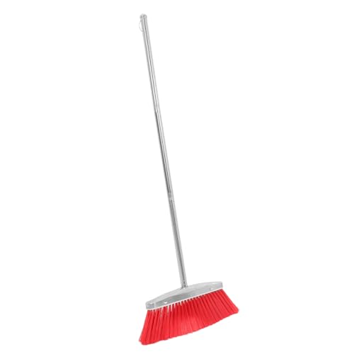 Wide Angle Stainless Steel Household Broom with Long Handle Large Outdoor Sweeping Floor Broom for Lawn and Kitchen Cleaning Heavy Duty for Home Use