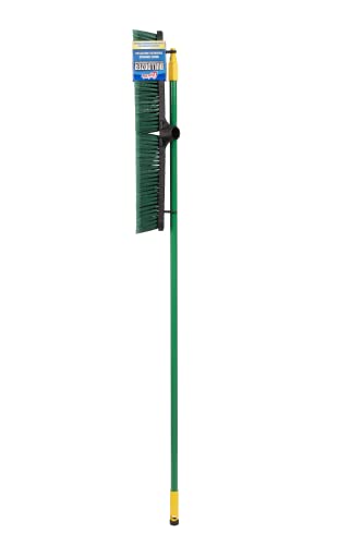 Quickie Bulldozer Multi-surface Push Broom 24 inch, Green, Indoor and Outdoor Cleaning, Steel Handle, Professional-Grade, Sweep Jobsites/Sidewalks/Warehouse/Concrete/Asphalt/Wood (538) - size: 24 Inch, style: Multi Surface