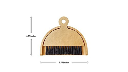 Eco-Friendly Wooden Bamboo Hand Brush and Dustpan Multi-Purpose Set Ideal for WFH Workstation, Home, Kitchen, Dining Table, or as a Gift (Gentle and Long-Lasting Bristles)