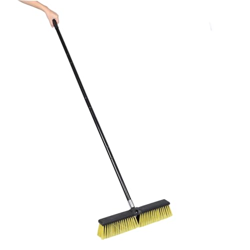 Ciieeo Outdoor Floor Scrub Brush 80cm Aluminum Alloy Handle Patio Deck Sweeper Broom for Driveway Sidewalk Garage Cleaning