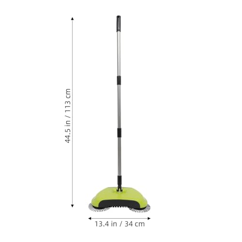 Manual Push Floor Sweeper Broom, Hand Push Sweeper with Enclosed Dustpan Bin, 3‑in‑1 360° Rotating Floor Cleaning Brush Mop Machine Adjustable Handle Vacuum‑Free for Tile Hardwood Carpet Green