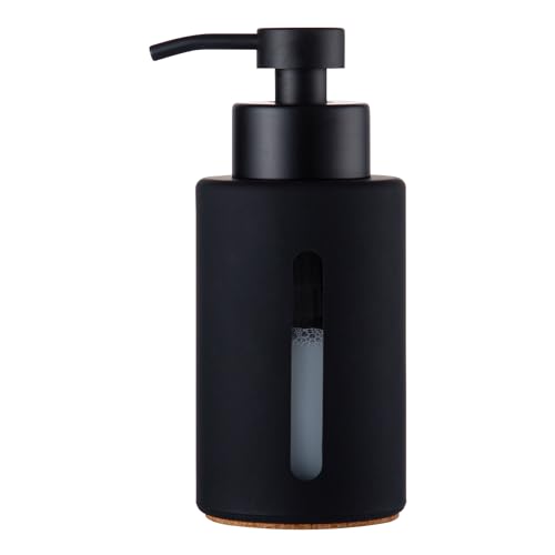 Enra Bathroom Soap Dispenser,12oz Glass Black Soap Dispenser Stainless Steel Liquid Pump,Refillable Hand Lotion Soap Dispenser for Bathroom Kitchen(Black) - color: Black/Liquid Type
