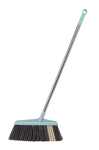 Broom and Dustpan Set for Home,Long Handle Broom with Upright Standing Dustpan,Broom and Dustpan Combo for Office Home Kitchen Lobby Floor Cleaning