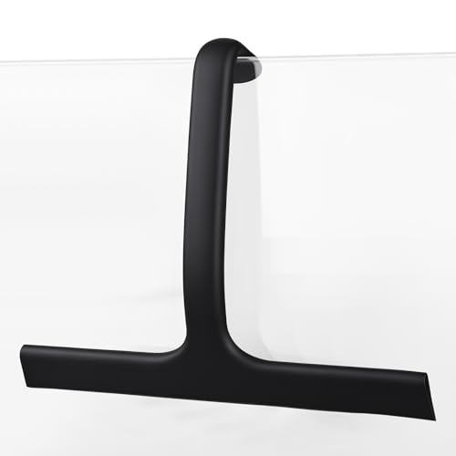 wlich Squeegee for Shower Glass, 10" Shower Squeegee for Glass Doors, Black | One-piece no-drill design, flexible silicone squeegee for window cleaning, streak-free cleaning bathroom, easy installation - color: Black