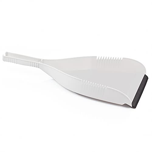 Superio Clip-On Dustpan - Heavy Duty Plastic, Easy Grip Clip-On Dust Pan with Rubber Edge, Detailed Sweeping Debris, Fits Standard Brooms Home & Commercial Dusting & Cleaning Tool, Grey - color: White, size: 1-pack