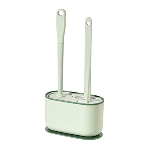 Cyrank Toilet Brush and Holder, Toilet Bowl Brush with Caddy Bathroom Stiff Bristles Toilet Scrub Brush Toilet Bowl Brush Holder Set Deep Cleaning Toilet Cleaner Scrubber Under Rim(Greens)