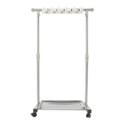 Broom Mop Holder, Movable Put Wet Mops Broom Floor Standing Cleaning Tool Rack 6 Hook and 5 Slots, Stainless Steel Cleaning Supplies Organizer for Home Schools Hospitals Factories Hotels Restaurant