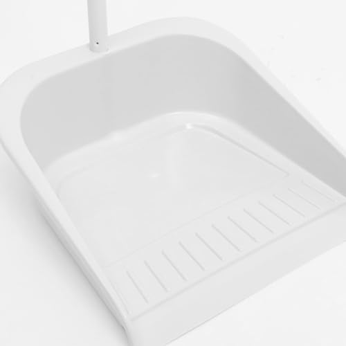 Lurrose Broom and Dustpan Set Heavy Duty Floor Cleaning Kit with Soft Bristles and Ergonomic Long Handle for Home Kitchen Tile and Hardwood Surfaces - color: White
