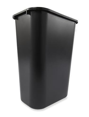 Rubbermaid Commercial Wastebasket Trash Container, 41QT/10.25 GAL, Plastic, Black, Stackable Trash Can for Bedroom/Bathroom/Office, Fits Under Desk/Sink/Cabinet - color: Black, size: 10.25 Gallons