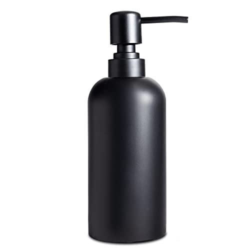 Soap Dispenser - Refillable Resin Pump Bottle for Shampoo, Body Wash, Shower Gel, Lotion, Dishsoap - Modern Decorative Accessories for Kitchen, Bathroom, Countertop - 12.5 oz (Black) - color: Black