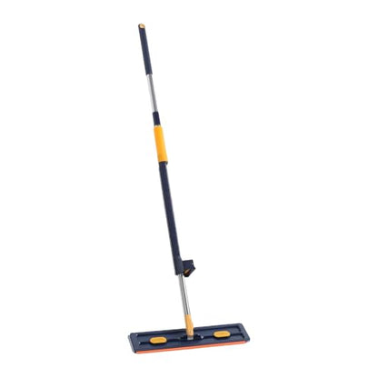 TARSHYRY Flat Mop with Scraper, 360 Degree Rotation Mop with Built in Scraper and Toothed Comb, Lightweight Floor with 6 Reusable Microfiber Pads, 54 Inch Adjustable (Dark Blue+6 Microfiber Reusable