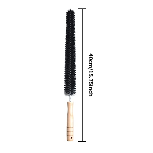 2Pcs Radiator Brush, Dryer Cleaner Vent Brush, 40cm Long Flexible Refrigerator Coil Cleaning Brush, with Wooden Handle, Slim Radiator Duster Brush, Vent Cleaner Brushes(Black)