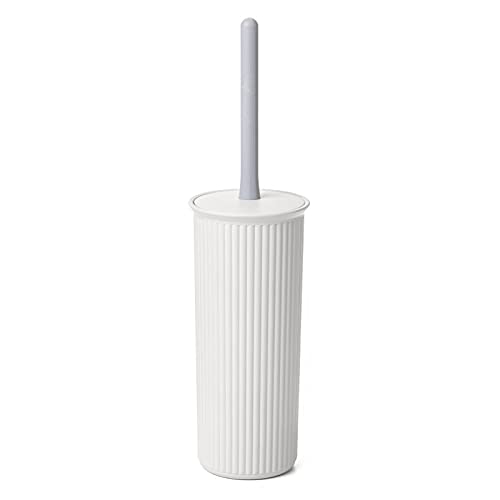 Superio Ribbed Collection - Decorative Plastic Toilet Bowl Brush and Holder Set, White Smoke (1 Pack) Cleaner Scrubber for Bathroom - color: Smoke White, size: Toilet Brush (Pack of 1)