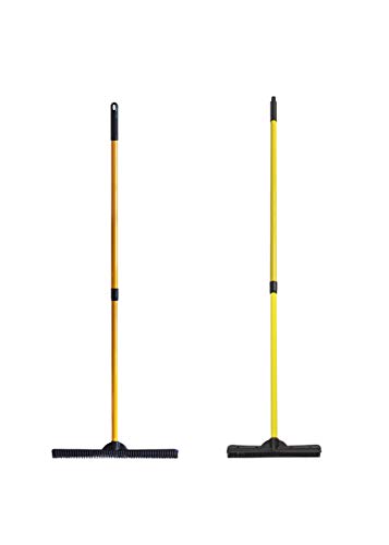 FURemover Pet Hair Removal Rubber Broom, 60" Handle 2-Piece Set - color: Furemover Original and Pro Broom Set