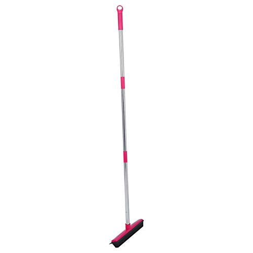 Carpet Rake for Pet Hair Removal, Rubber Broom Cleaning Brush, Telescopic Floor Broom, Pink, Adjustable Length - Multi - Functional, Non - Stick Hair Removal, Ideal for Home and (Pink) - color: Pink
