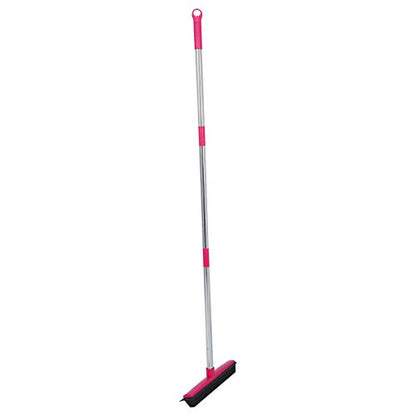 Rubber Broom for Carpet, Carpet Brush with Squeegee Pet Hair Removal Broom with Squeegee for Floor, Carpet Broom for Dog and Cat Hair, Carpet Rake for Pet Hair Removal (Pink)