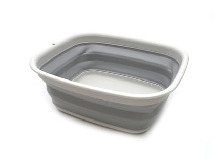 SAMMART 9.45L (2.5 Gallon) Collapsible Tub - Foldable Dish Tub - Portable Washing Basin - Space Saving Plastic Washtub (Grey, M) - color: M. Grey, size: Medium
