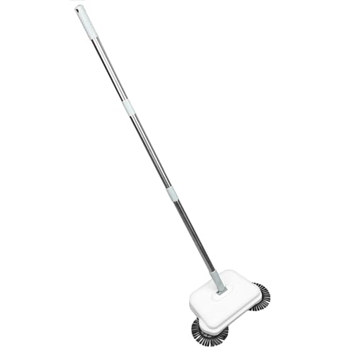 Manual Floor Sweeper, Lightweight Quiet 360 Degree Range Hand Push Sweeper, Broom Vacuum with Foldable Design Stainless Steel Rods for Hard Floors Wood Tile Pet Hair