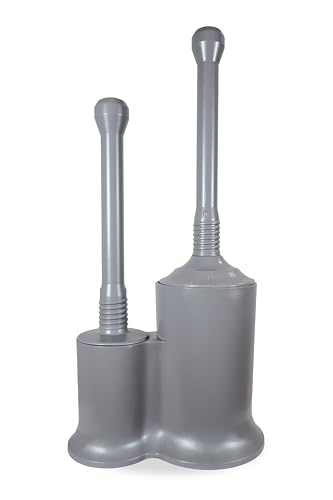 Master Plunger 500 & Toilet Brush Combo Set – Heavy-Duty Gray Toilet Plunger with High-Efficiency Brush and Holder – Durable, Compact Bathroom Cleaning Kit - color: Gray