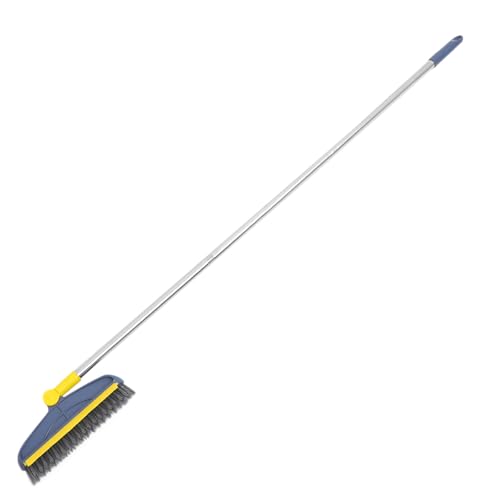 MAGICLULU Long Handle Floor Brush with Stiff Bristles, Shower and Bathroom Floor Scrubber Brush for Tile Grout and Narrow Gaps, 126cm Blue-Yellow Handle Cleaning Tool for Hard-to-Reach Areas