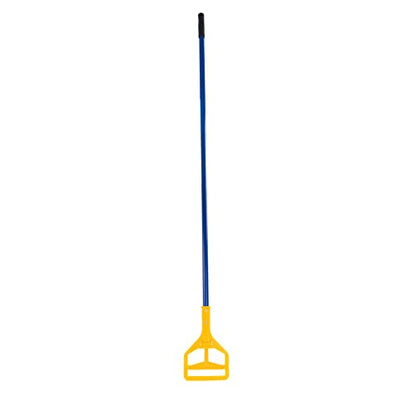 Matthew Cleaning Commercial Quick-Change Iron Mop Handle for Floor Cleaning Heavy Duty Mop Stick Replacement 60inch with Plastic Gripper Wet Mop Handles 6 Packs - color: Yellow Clamp