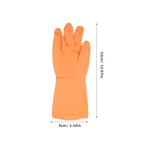 3 Pairs Medium Reusable Latex Dishwashing Gloves Non-slip Kitchen Cleaning Gloves for Women Pink, Teal, and Orange Colors, Household Washing and Cleaning Use
