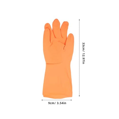 3 Pairs Medium Reusable Latex Dishwashing Gloves Non-slip Kitchen Cleaning Gloves for Women Pink, Teal, and Orange Colors, Household Washing and Cleaning Use